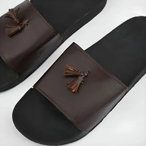 Black Camel Tassel Slide Slipper