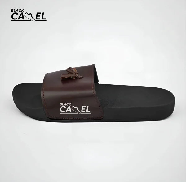 Black Camel Tassel Slide Slipper