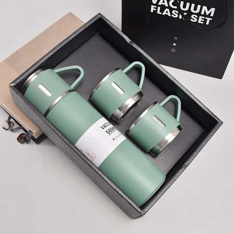 Stainless Steel Vacuum Flask Set, 500ml With 2cups