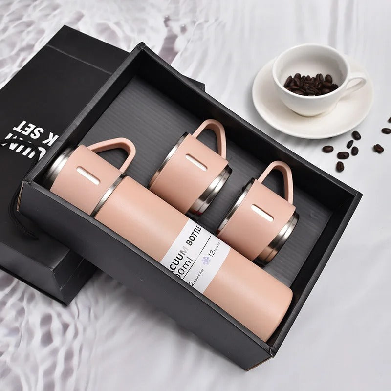 Stainless Steel Vacuum Flask Set, 500ml With 2cups