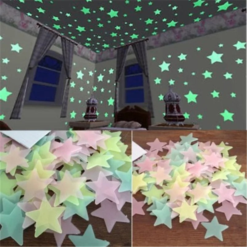 Pack Of 100 – Multicolor 3d Glowing Star