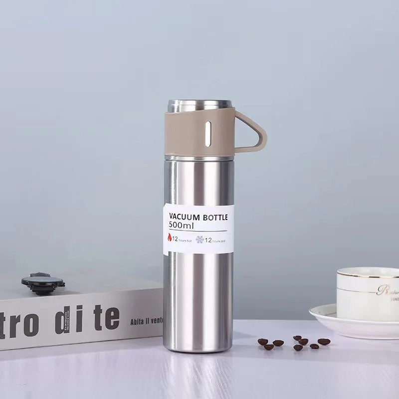 Stainless Steel Vacuum Flask Set, 500ml With 2cups