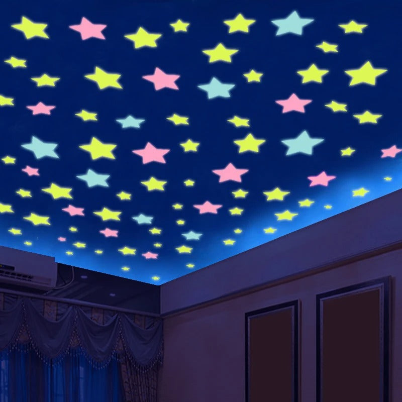 Pack Of 100 – Multicolor 3d Glowing Star