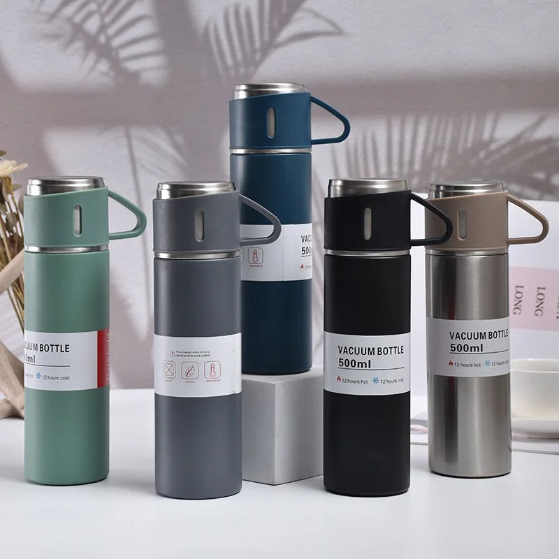 Stainless Steel Vacuum Flask Set, 500ml With 2cups