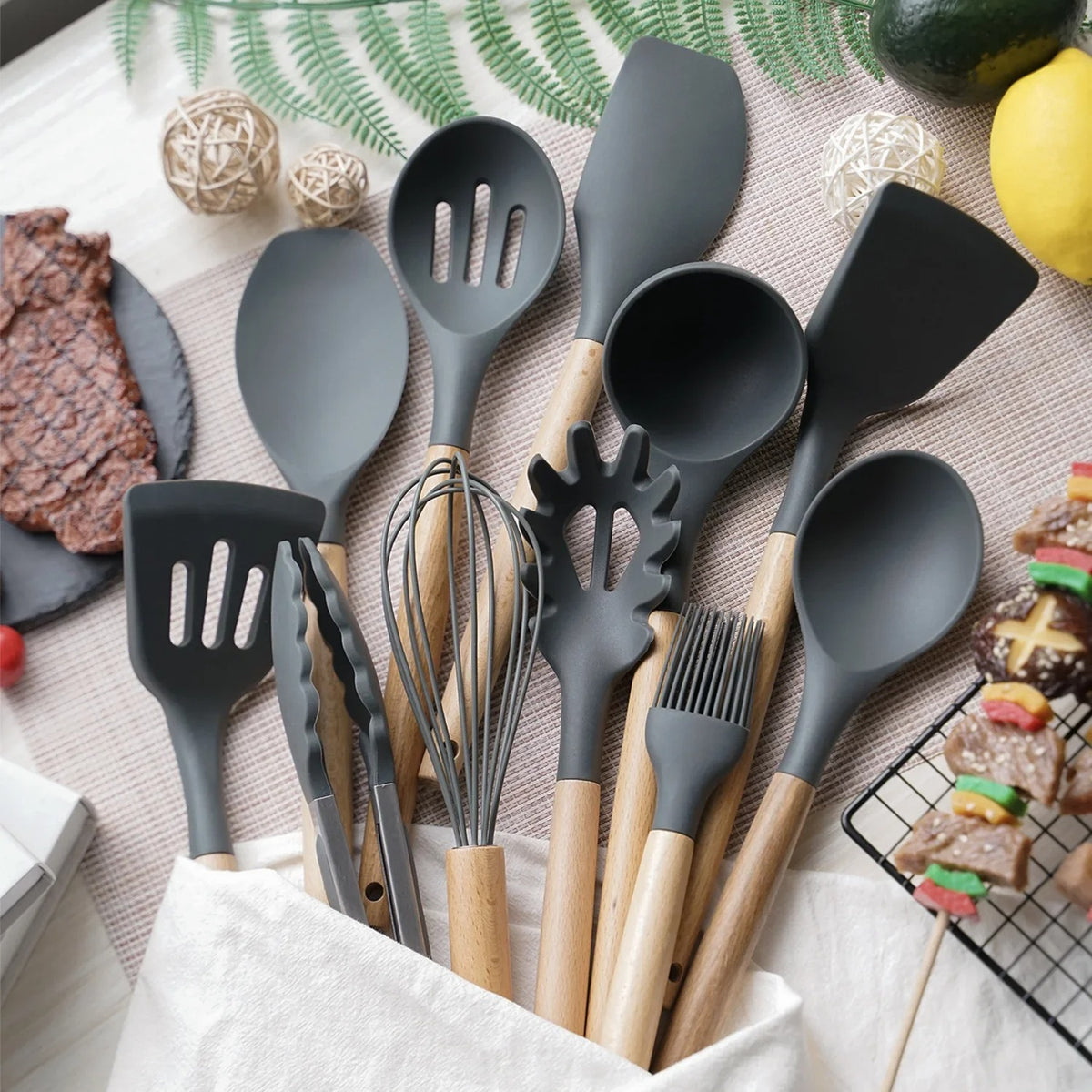 12 Pcs Silicone Cooking Utensils