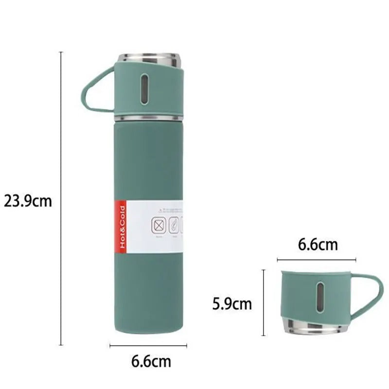 Stainless Steel Vacuum Flask Set, 500ml With 2cups