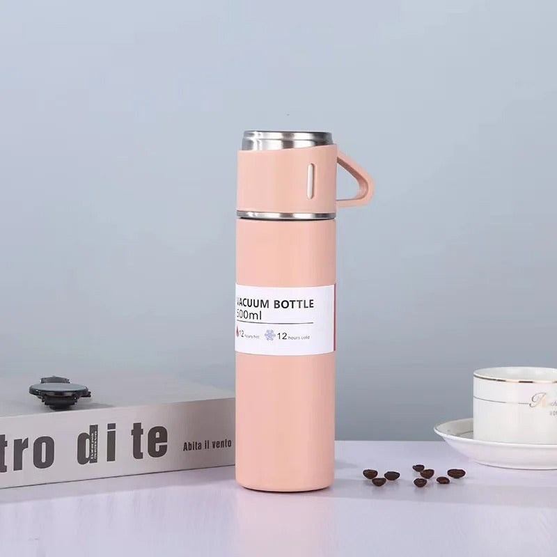 Stainless Steel Vacuum Flask Set, 500ml With 2cups