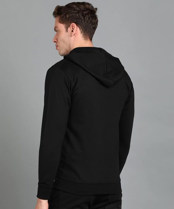 Plain Black Zipper Hoodie For Mens